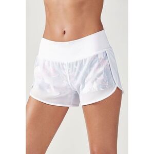 NWT Fabletics Renata Sheer Floral Shorts in White with Spandex Shorts Underneath
